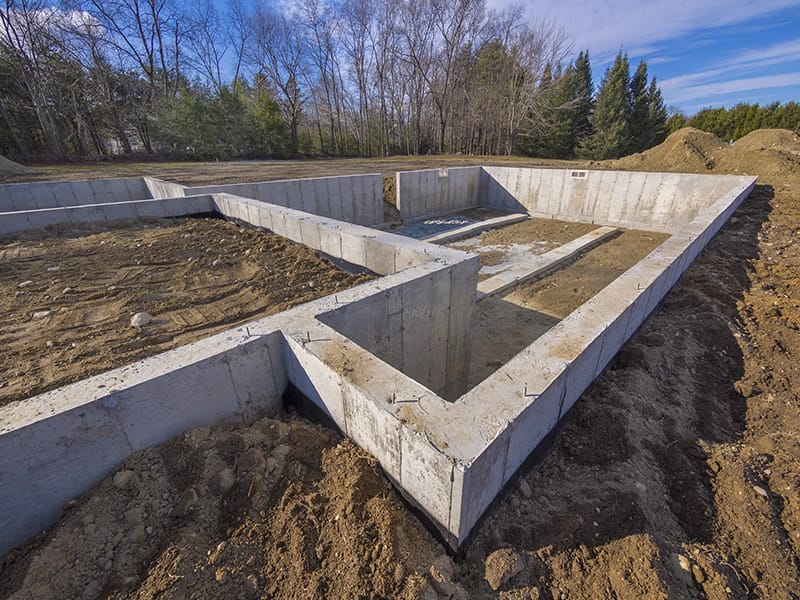 New made concrete foundation