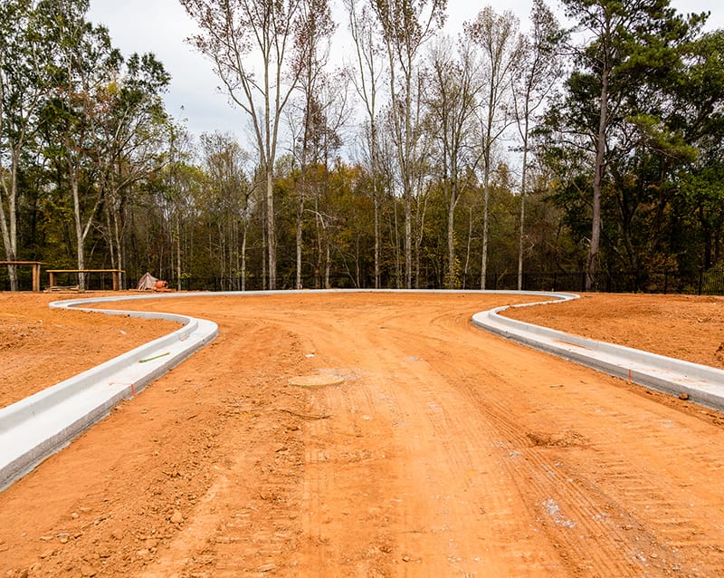 Newly Poured Cement Curbs on Residential Road