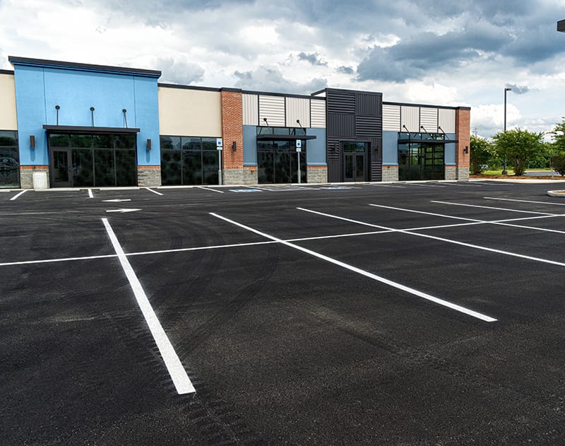 New parking lot for commercial building